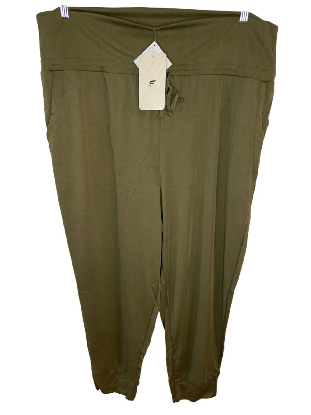 Fabletics Maj Sleek Knit Pant II High-Rise Tapered Olive Green Wmn's Sz 3X NWT
